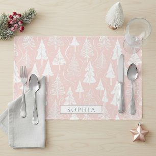 Pink White Christmas Pattern#6 ID1009 Placemat