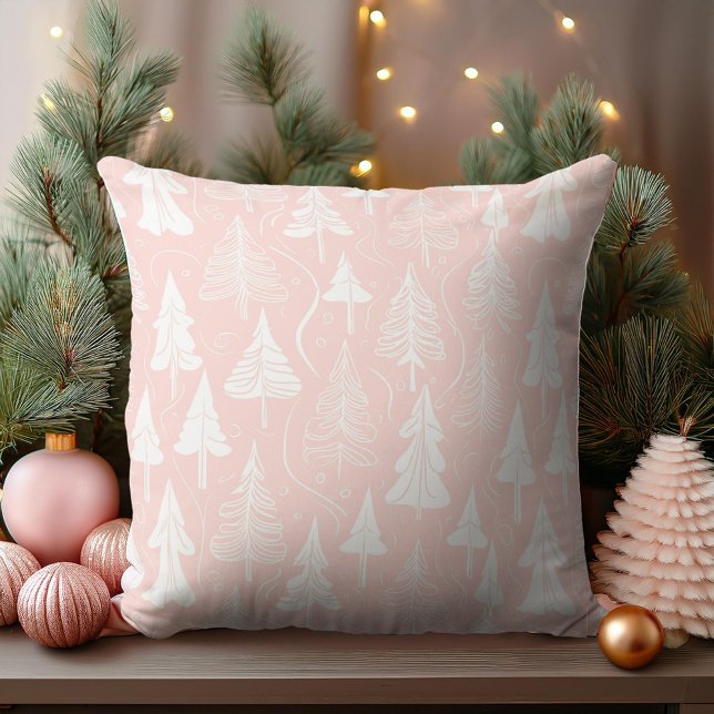 Pink White Christmas Pattern#6 ID1009 Throw Pillow (Creator Uploaded)