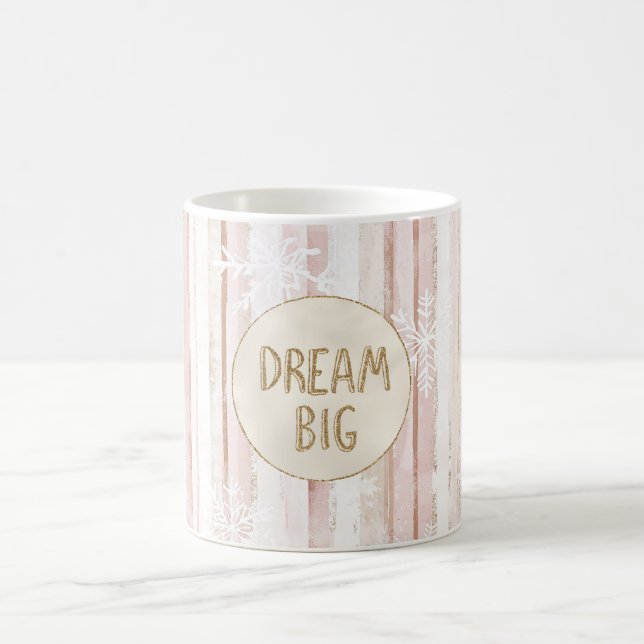 Pink White Christmas Stripes Gold Glitter Dream Coffee Mug (Center)