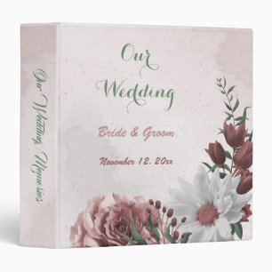 pink white cinnamon rose floral photo album 3 ring binder