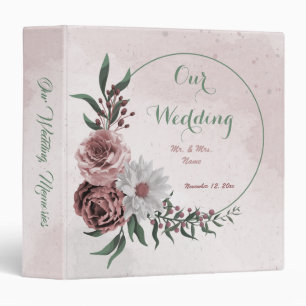 pink white cinnamon rose floral photo album 3 ring binder