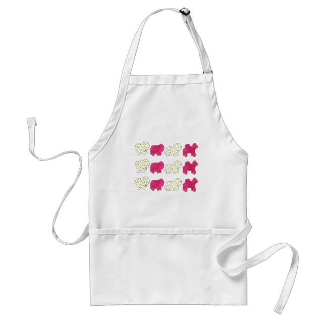 Pink White Circus Zoo Animal Cookies Crackers Adult Apron (Front)