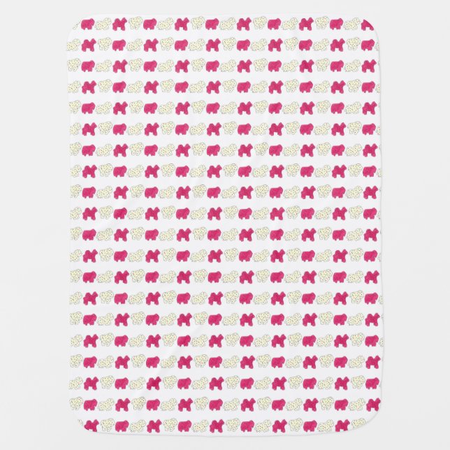 Pink White Circus Zoo Animal Cookies Crackers Baby Blanket (Front)