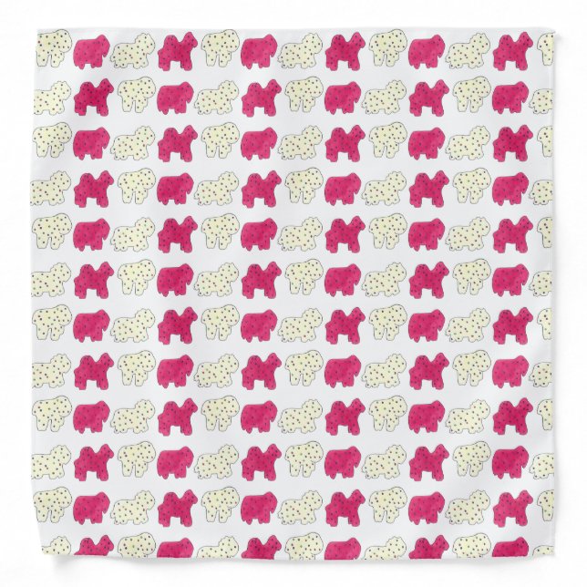 Pink White Circus Zoo Animal Cookies Crackers Bandana (Front)