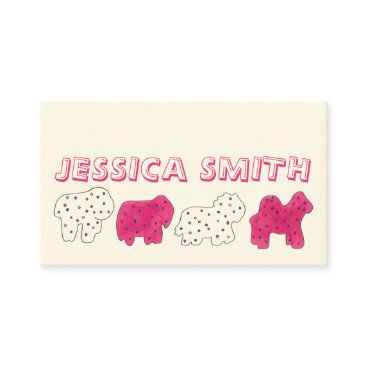 Pink White Circus Zoo Animal Cookies Crackers Business Card Pink White Circus Zoo Animal Cookies Crackers Business Card