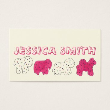 Pink White Circus Zoo Animal Cookies Crackers Business Card Pink White Circus Zoo Animal Cookies Crackers Business Card