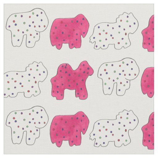 Pink White Circus Zoo Animal Cookies Crackers Fabric