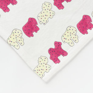 Pink White Circus Zoo Animal Cookies Crackers Fleece Blanket