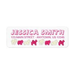 Pink White Circus Zoo Animal Cookies Crackers Label