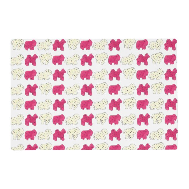 Pink White Circus Zoo Animal Cookies Crackers Placemat (Front)