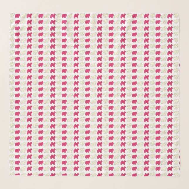 Pink White Circus Zoo Animal Cookies Crackers Scarf (Front)