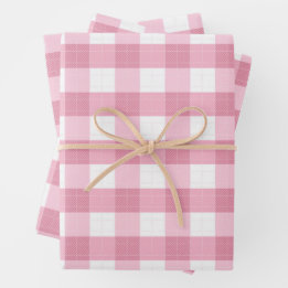 Pink & White Classic Gingham Pattern Wrapping Paper Sheets