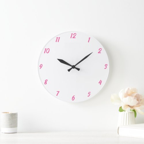 Pink White Classy Elegant Custom Color Cute Gift Large Clock