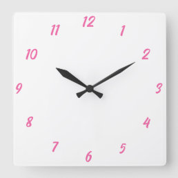 Pink White Classy Elegant Custom Color Cute Gift Square Wall Clock