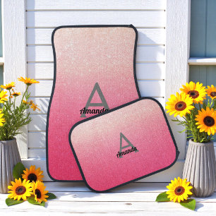 Pink White Classy Name Initial Car Floor Mat