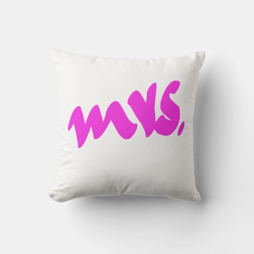 Pink White Colorful Mrs Gifts Colorful Decor Outdoor Pillow