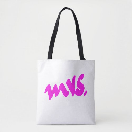 Pink White Colorful Mrs Gifts Colorful Stylish Tote Bag