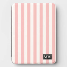 Pink White Colorful Stripes Monogrammed Initials