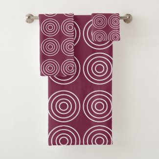 Pink White Concentric Circles Geometric Pattern