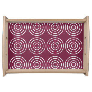 Pink White Concentric Circles Geometric  Serving Tray
