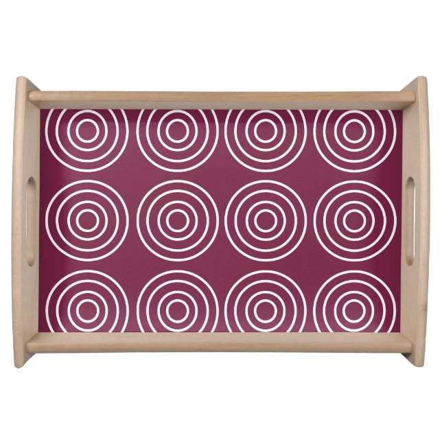 Pink White Concentric Circles Geometric  Serving Tray (Front)