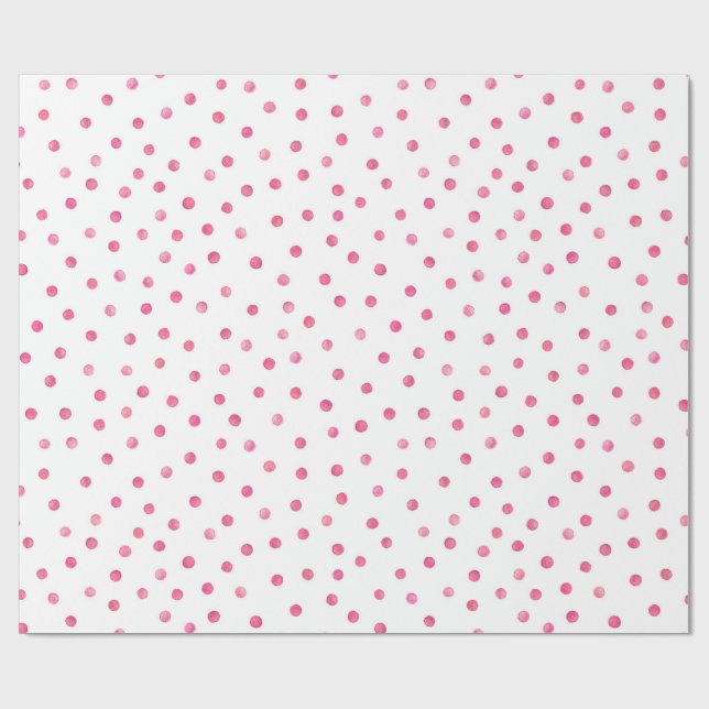 Pink White Confetti Dots Pattern Wrapping Paper (Flat)