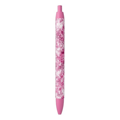 Pink White Confetti Glitter Black Ink Pen