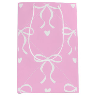 pink & white coquette bow medium gift bag