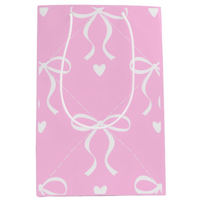 pink & white coquette bow  medium gift bag (Front)