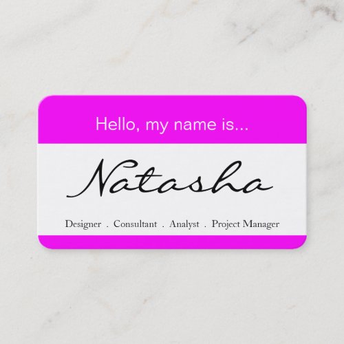 Pink &amp; White Corporate Name Tag - Business Card