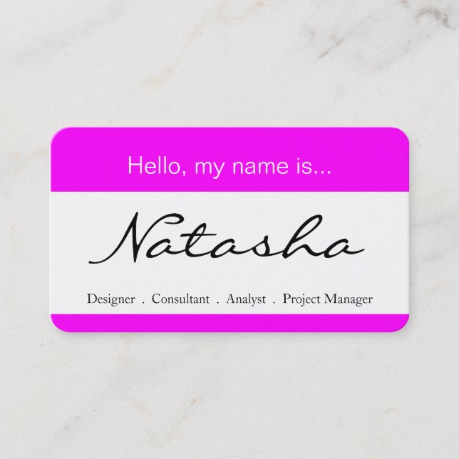Pink & White Corporate Name Tag - Business Card (Front)