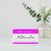 Pink & White Corporate Name Tag - Business Card (Standing Front)