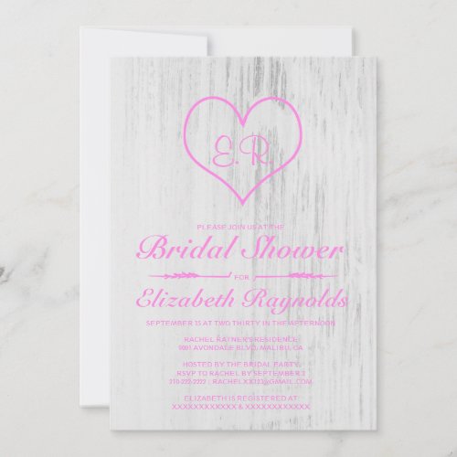 Pink &amp; White Country Bridal Shower Invitations