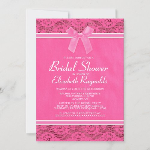 Pink White Country Lace Bridal Shower Invitations