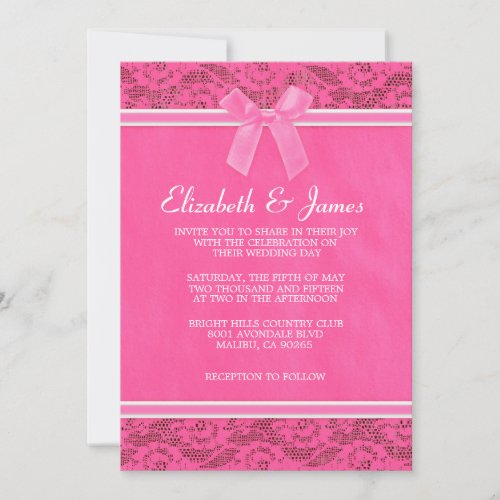 Pink &amp; White Country Lace Wedding Invitations