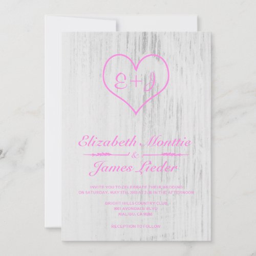 Pink &amp; White Country Wedding Invitations