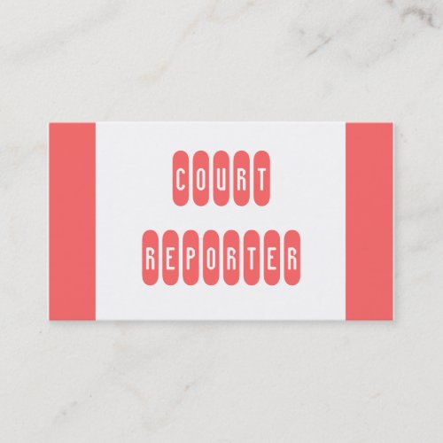 Pink white Court Reporter custom business cards