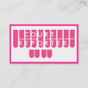 Pink white court reporter custom business cards