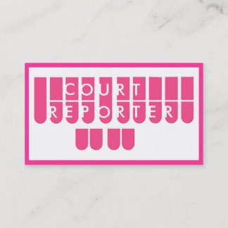 Pink white court reporter custom business cards