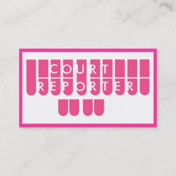 Pink White Court Reporter Custom Business Cards by ProfessionalOffice at Zazzle