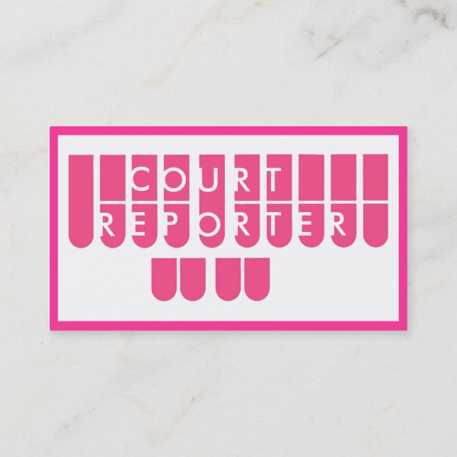 Pink white court reporter custom business cards (Back)