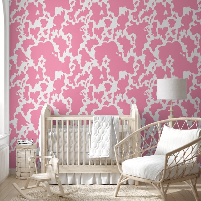 Pink & White Cow Print Pattern Wallpaper (Kids)