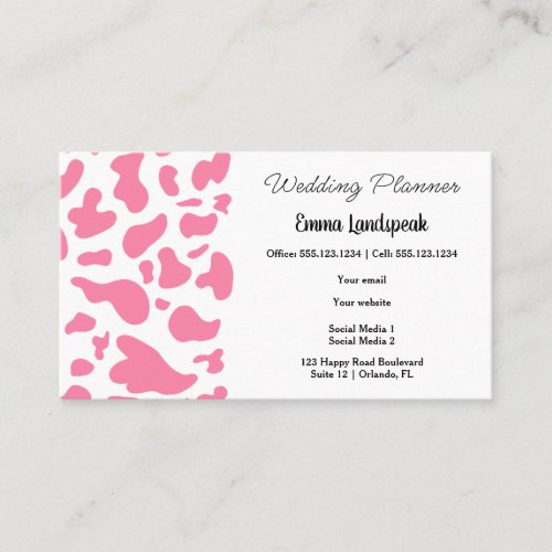 Pink  White Cow Spots QR Code Business Card