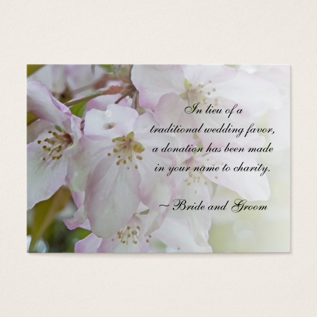 Pink White Crab Apple Blossom Wedding Charity Card (Front)