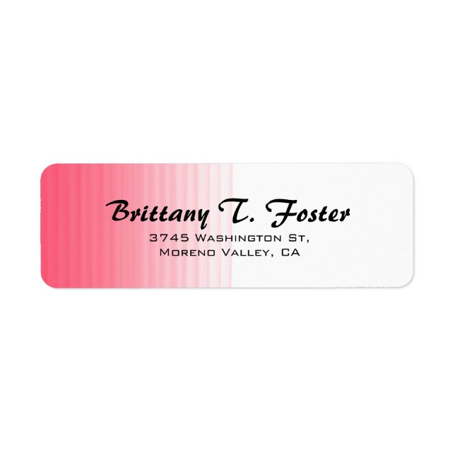 Pink White Curve Brush Script Elegant Minimalist Label (Front)