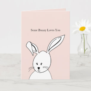 Pink White Cute Bunny Love Card