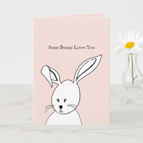 Pink White Cute Bunny Love Card
