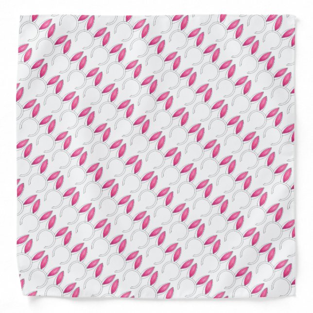 Pink White Cute Easter Bunny Rabbit Ears Animal Bandana (Front)