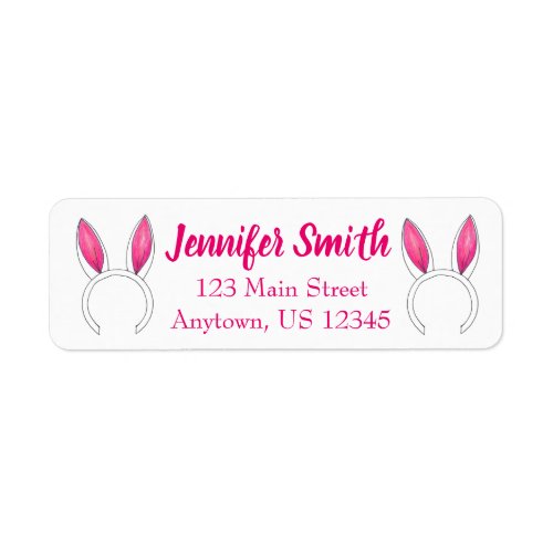 Pink White Cute Easter Bunny Rabbit Ears Animal Label