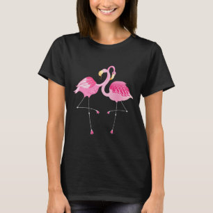 Pink & White Cute Flamingos Illustration T-Shirt